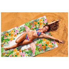 Пляжное покрывало Тропическое лето размер 145 х 200 Сирень