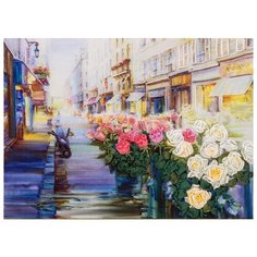 PANNA Набор для вышивания лентами и нитками Живая картина Цветы Парижа 24.5 x 17.5 см (JK-2021)