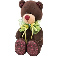 Мягкая игрушка Orange Toys Мишка Choco с зелёным бантом 25 см