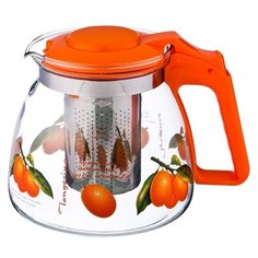 Agness Чайник заварочный 885-007 900 мл, бесцветный/оранжевый