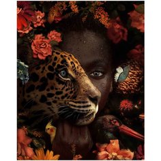 Картина по номерам Paintboy, GX33399 "Девушка с гепардом" 40х50см