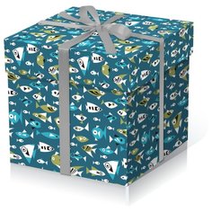 Коробка подарочная кубик 900грамм. Рыбы Стрекоза