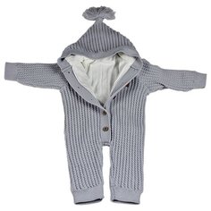 Комбинезон для новорожденных АЙШАХ-KIDS с капюшоном , подкладкой Х/Б, серый, размер 62 (24)