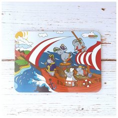 WoodLandToys Деревянный вкладыш "Пираты-бегемоты на корабле"