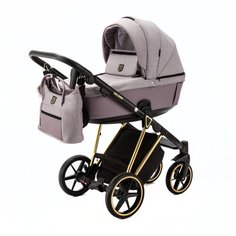 Коляска универсальная Adamex Belissa Special Edition 3 в 1, PS-538 - сиреневая, сиреневая кожа, золотая рама