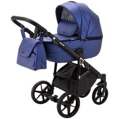 Коляска универсальная Adamex Bibione Deluxe 2 в 1, BI-SM2 - синий перламутр кожа