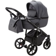 Коляска универсальная Adamex Bibione Deluxe 2 в 1, BI-SA5 - темно-серая кожа