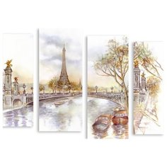 Модульная картина на холсте "Париж красками" 120x90 см Modulka.Ru