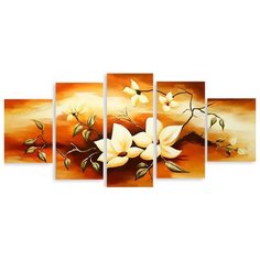 Модульная картина на холсте "Белые цветы" 120x57 см Modulka.Ru