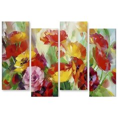 Модульная картина на холсте "Праздничные маки" 120x82 см Modulka.Ru