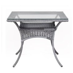 Плетеный квадратный стол из искусственного ротанга для сада DECO new серый Aiko