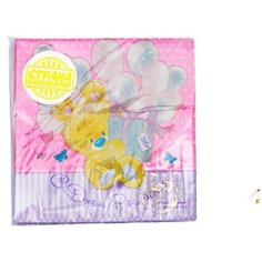 Салфетка «С днём рождения», 25х25 см, мишутка, с подарком, набор 20 шт. Страна Карнавалия