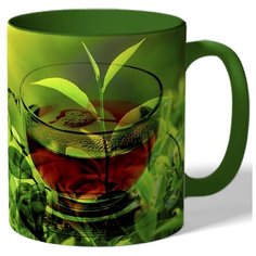 Кружка цветная с рисунком Зеленый чай Drabs