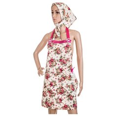Фартук c косынкой розовый сад , хлопок 100 проц Santalino (850-833-71)