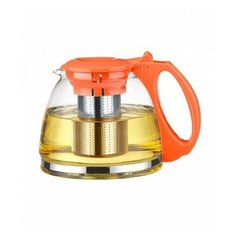 Арт.А083OR-13 Чайник "ГОДЖИ" оранжевый стеклянный 1300мл с ситом, пластик. ручка + крышка Tim A