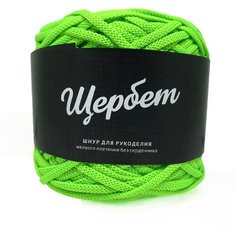 Пряжа - полиэфирный шнур "Щербет" (502 салатовый неон) 4 шт. Золотая нить