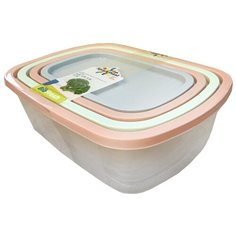 Набор контейнеров для продуктов 4шт, прямоугольные 0,5л+1,0л+1,6л+2,3л, пластик Spark Plast