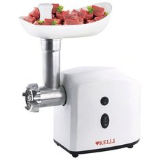 Мясорубка электрическая для дома 2021 Kelli, 2 скорости, система реверса, 1300 Вт, 3 насадки, белый