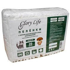 Пеленки для щенков впитывающие Glory Life с липким фиксирующим слоем 60х60 см белый 20 шт.