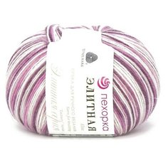 Пряжа Пехорка Элитная, цвет розовый, сиреневый меланж, 5 мотков