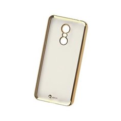 Панель силиконовая Skinbox для Xiaomi Redmi 5 Plus прозрачная с рамкой золотой