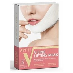 APPTI Патч - маска V-Line для поддержания овала лица / Белая / 6 шт. в упаковке