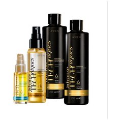 Набор AVON "Драгоценные Масла" из четырёх средств. Шампунь 250 мл, Ополаскиватель 250 мл, Бальзам 30 мл и Двухфазная Сыворотка 100 мл