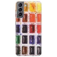 Ультратонкий силиконовый чехол-накладка для Samsung Galaxy S21 с принтом "Палитра красок" Gosso