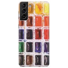 Ультратонкий силиконовый чехол-накладка для Samsung Galaxy S21 Plus с принтом "Палитра красок" Gosso