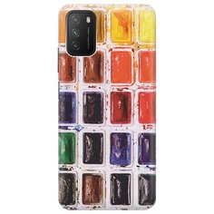 Ультратонкий силиконовый чехол-накладка для Xiaomi Redmi 9T / Poco M3 с принтом "Палитра красок" Gosso