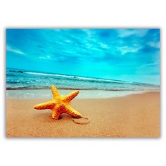 Магнит на холодильник малый - A5, Море. Пляж и морская звезда в песке Drabs