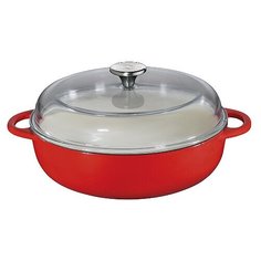 Сотейник со стеклянной крышкой KÜCHENPROFI d-24 см, h-6,5 см, 2,5 л, красный, чугун Kuchenprofi