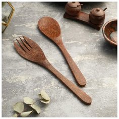 Набор вилка и ложка из кокоса "Бали" 30 см 5013643 Сима ленд