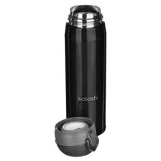 Термос-кружка Satoshi 0.45L, нержавеющая сталь, крышка на защелке, черный