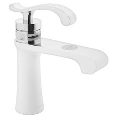 Смеситель для раковины AFLORN "Rennes", белый+хром, картридж 35мм, с гайкой, подводка 60см 4877647