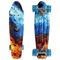 Скейт Cruiser Board "Street Hit" Огонь и пламя со светящимися колесами