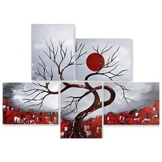 Модульная картина на холсте "Красное солнце" 170x127 см Modulka.Ru