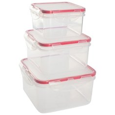 Комплект герметичных контейнеров для продуктов Amore квадратных 0,4 л + 0,7 л + 1,2 л сочный томат Giaretti