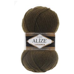 Пряжа Alize LanaGold (214 олив.зеленый) 5 шт.