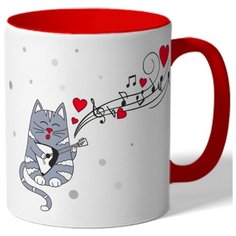 Кружка DRABS керамическая цветная, Влюбленный кот