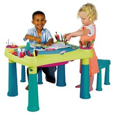 Столик для игры с водой и песком Keter Creative для детского творчества + 2 табуретки