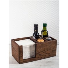 Салфетница из дуба с отделениями под соль и специи Foxwoodrus