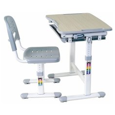 Комплект FUNDESK растущая детская парта и стул Piccolino 66.4x47.4 см grey