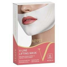 APPTI Патч - двойная маска V-Line для поддержания овала лица / Двойная белая / 6 шт. в упаковке