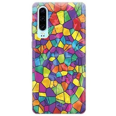 Ультратонкий силиконовый чехол-накладка для Huawei P30 с принтом "Яркая мозаика" Gosso