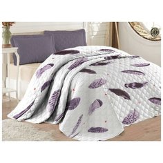Покрывало стеганое Перья, 175*210 см. Сирень