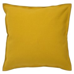 Чехол на подушку из фактурного хлопка горчичного цвета с контрастным кантом из коллекции Essential Tkano
