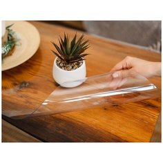 Силиконовая скатерть (гибкое/мягкое стекло) на стол 120 см*60 см толщина 2мм глянец For Desk