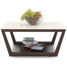 Столик журнальный Мебелик BeautyStyle 1, ДхШ: 70 х 70 см, венге/бежевое стекло