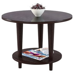 Столик журнальный Мебелик Beauty Style 10, d: 60 см, венге/стекло черное